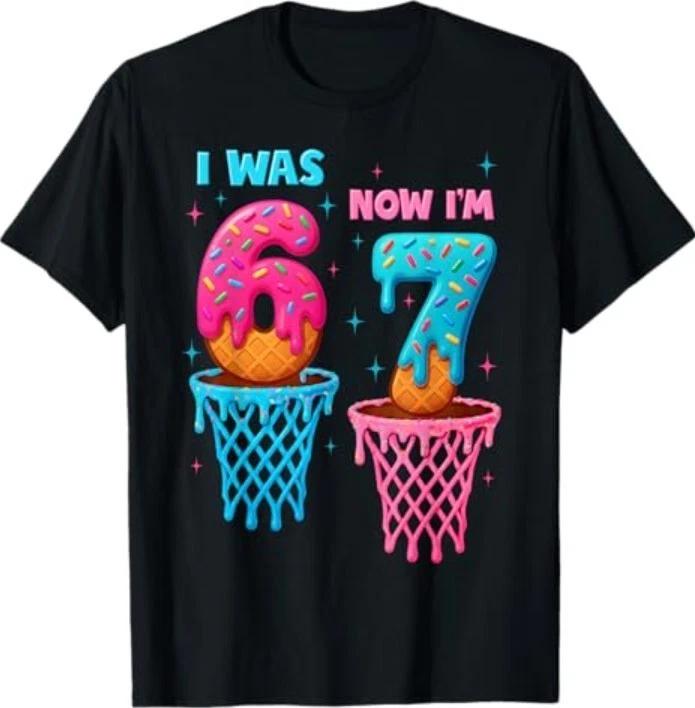 7 Year Old Birthday I was 6 Now I m 7 67 Meme Funny T-Shirt L