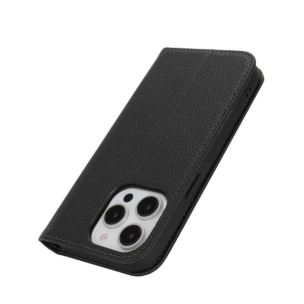 Pouzdro s podstavcem pro iPhone 13 Pro Max/12 Pro Max Kožený vyklápěcí kryt na telefon s texturou litchi se šňůrkou/peněženkou