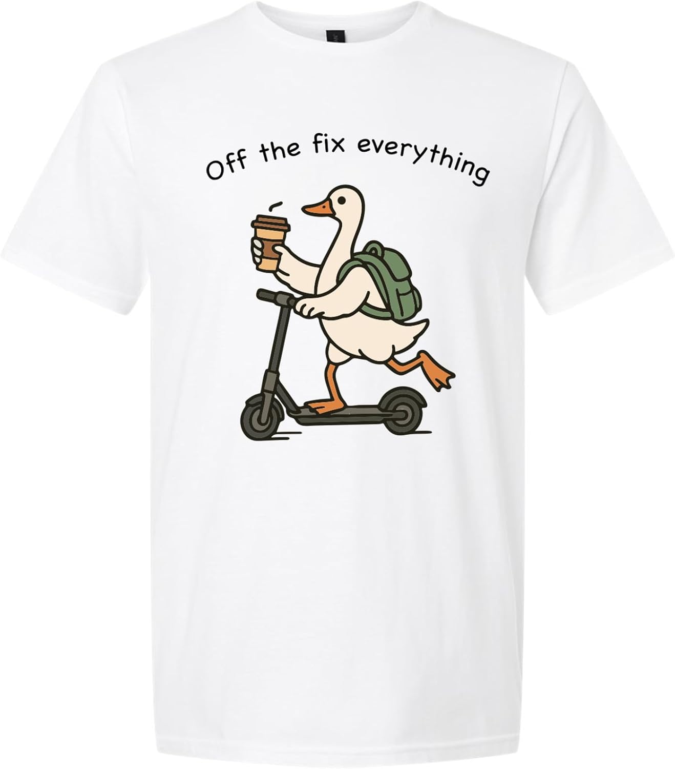 

Funny Goose Shirt Off the Fix Everything T Shirt Duck Scooter Coffee Humor Graphic Tee Gift 5XL різнокольоровий
