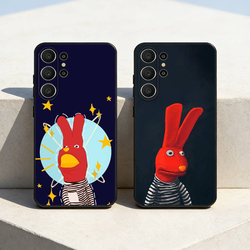 Cute B-Bodoque 31 Minutos Bunny Phone Case For Samsung S26,S25,24,23,22,30,21,10,9,Ultra,Plus,Lite,Black Soft Case