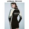 UR Winter New Trendy High-Street Sporty Color-Block Knitted Dress