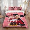 3pcs Pink Minnie Mickey Quilt Cover Set (1 Quilt Cover + 2 Pillowcases Without Pillow Core), High-Definition Printing for Home and Dormitory.S075
