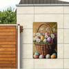 Vintage Farmhouse Easter Floral Metal Poster, Egg Basket Wall Decor for Living Room