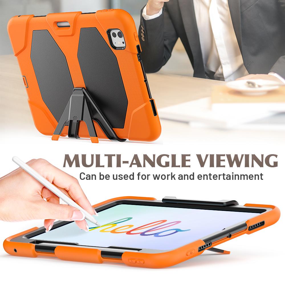 For iPad Pro 11 (2025)/11 (2024) Case PC+Silicone Kickstand Tablet Cover with PET Screen Film