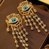 Vintage Crystal Tassel Devil's Eye Earrings Light Luxury Retro High Grade Heavy Duty Earnail Women