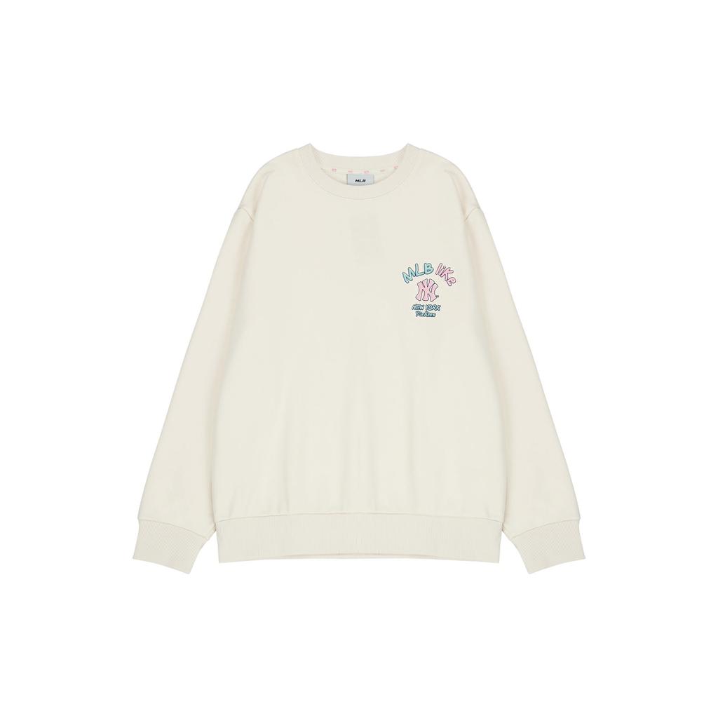 MLB New York Yankees, Round Neck Fleece Loose Fit Hoodie Sweatshirt Winter Unisex Cream 3AMTL5116-50CRS