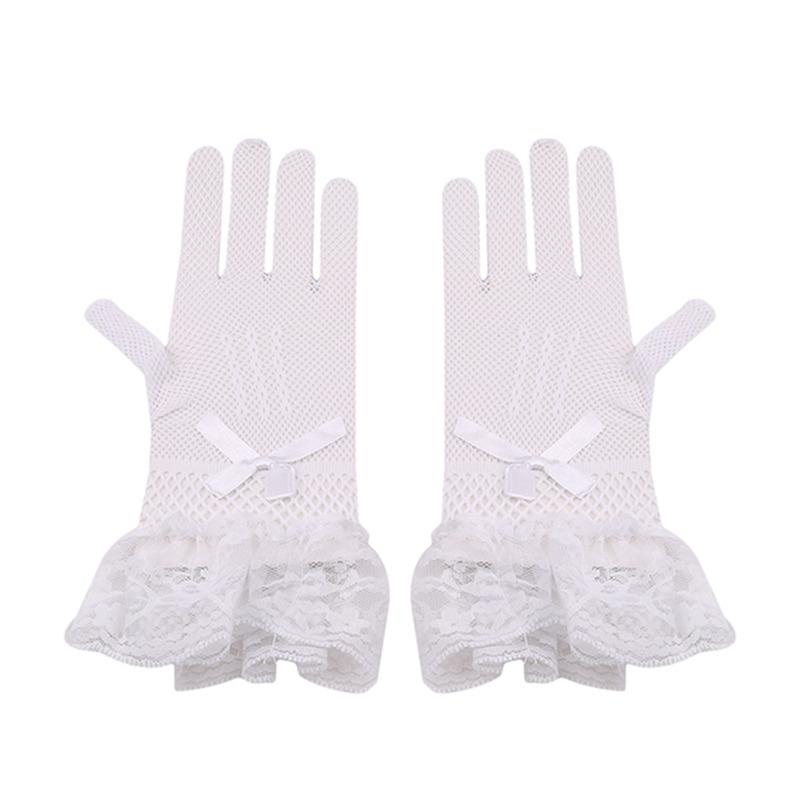 

Элегантные короткие кружевные перчатки для дам, чистая драпировочная сетка, черно-белые, бальные перчатки для дам, однотонные белые, новые белый