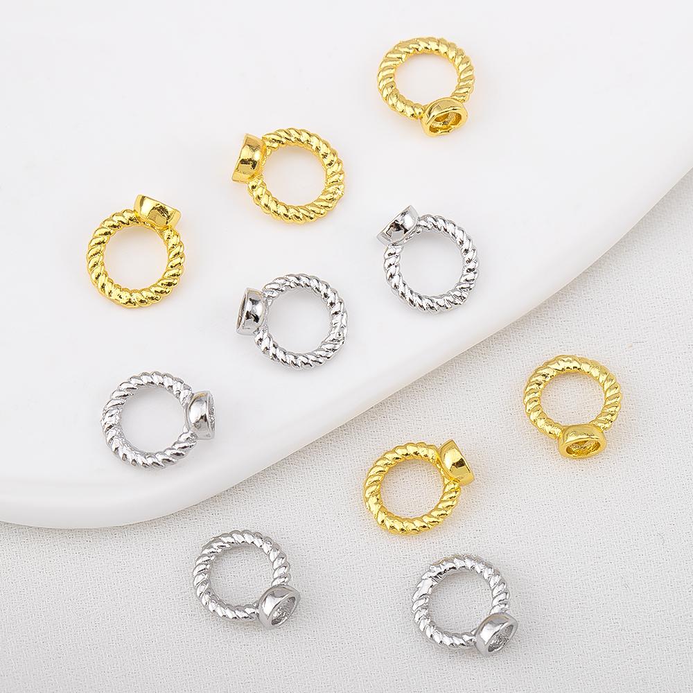 18K Gold Plated Brass Twist Circle Connectors for Jewelry Bracelet End Connector Bead End Cap with Hole Jewelry Finding Supplies
