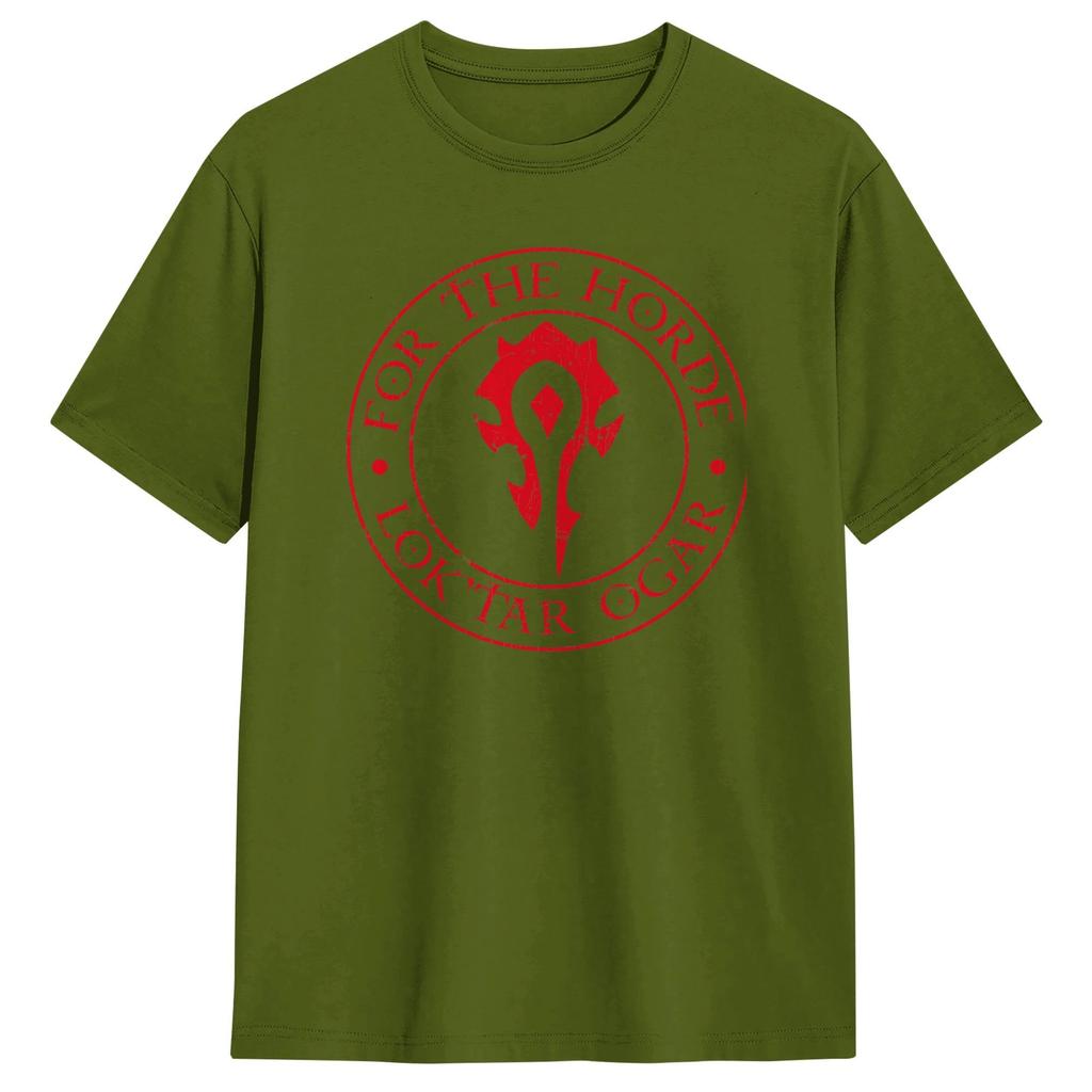 For The Horde Orcs Cotton TShirt For Men Summer Y2K Retro T Shirts O Neck Hipster Tees Big Size Loose Tops