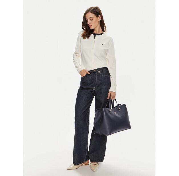 Geantă Tommy Hilfiger Tommy Hilfiger Th Emblem Satchel AW0AW15177 bleumarin închis