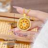 Ancient Gold Sand Eight-Treasure Compass Blessing Necklace - Chinese Retro Copper Alloy Jewelry