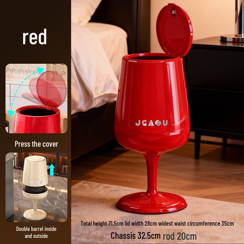 2026 Luxury High-Capacity Trash Can for Home Kitchen and Living Room with No-Bend Lid for Wine Glasses