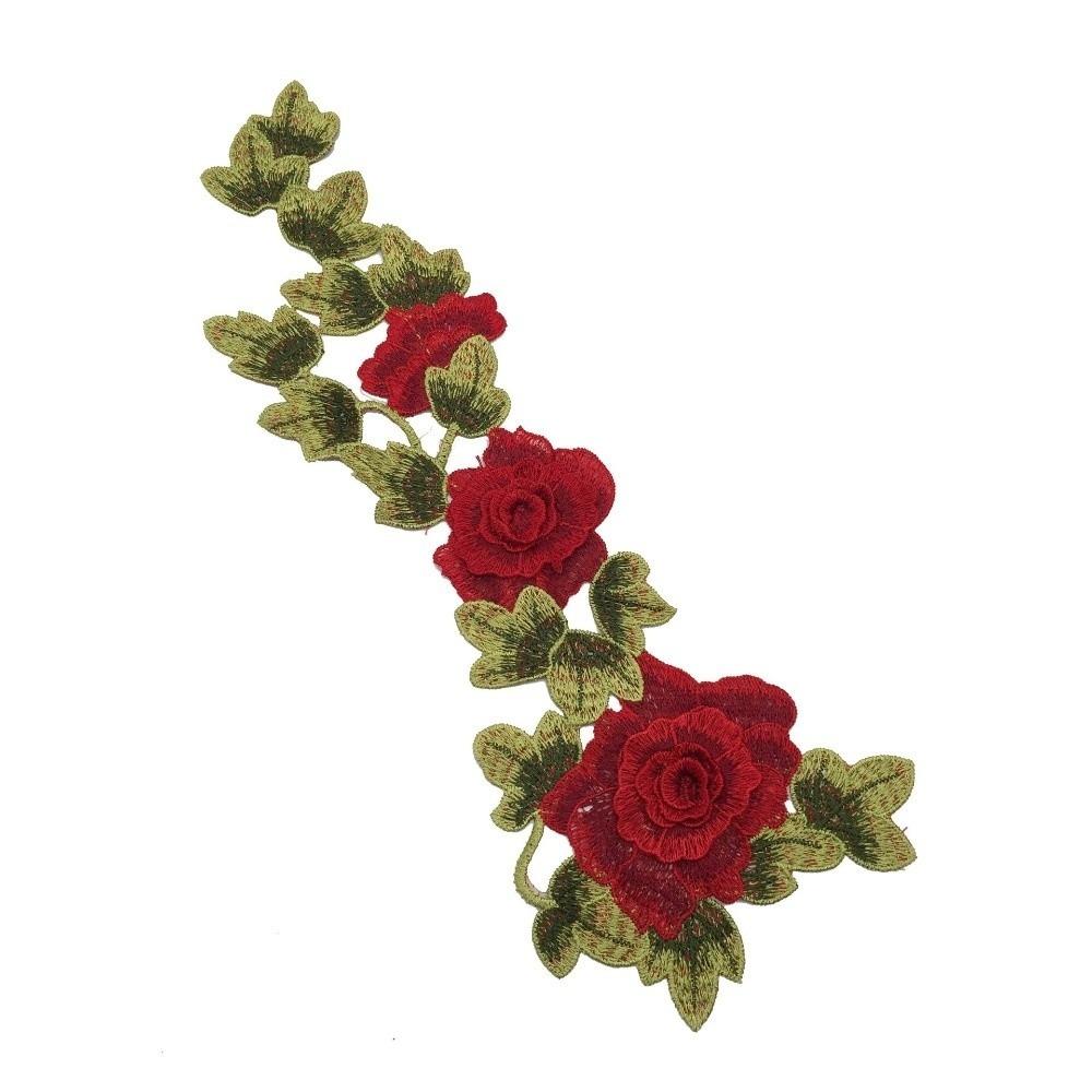 

DIY Handmade Embroidery Floral Leaves Appliques Polyester Fiber Floral Patches Wedding Decoration красный