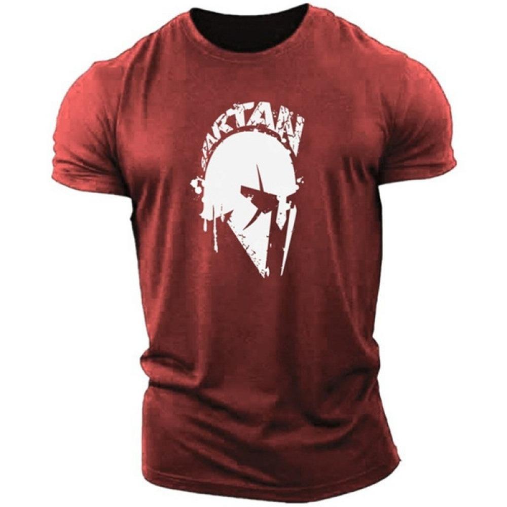 Retro Spartan men's T-shirt, 3D printed short sleeved top, oversized fashionable oversized fitness and sports men's clothing