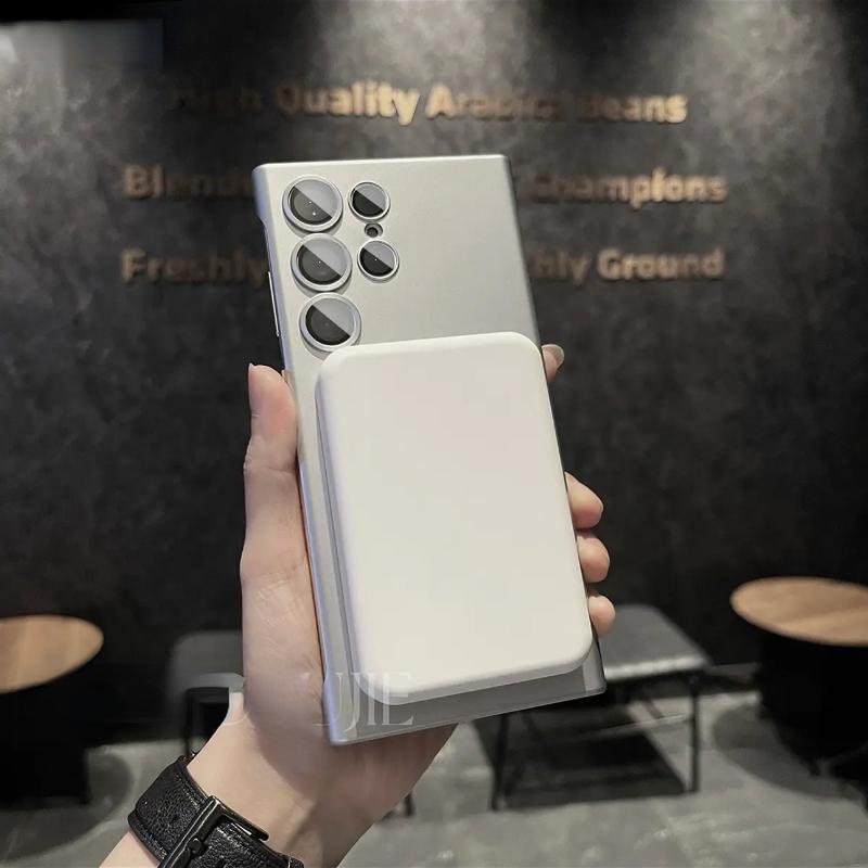Frosted Magnetic Charging Phone Case for Samsung S25 Ultra: Borderless, Drop-proof Protective Cover.