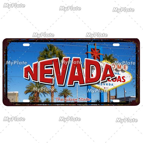[MyPlate]Vintage America State USA City Licenses Plate Metal Sign Tin Sign Poster Plaque Decor Bar Pub Club Home Wall Decoration