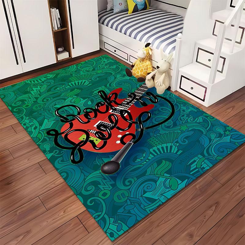 Rock Guitar Music Carpet suitable as a non-slip mat for the living room or bedroom sofa