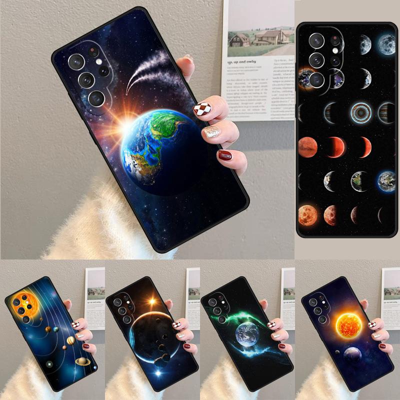 Earth Moon Sun Planet Phone Case for Samsung Galaxy note 10 pro S26 Ultra S23 S24 FE S25 S21 S22 PLUS shockproof Cove