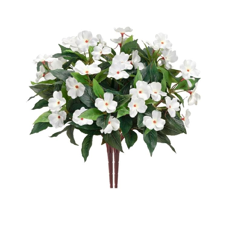 Pack of 2 Artificial Impatiens Balsamina Flowers Realistic Floral Arrangements Silk Stems for Tabletop Displays