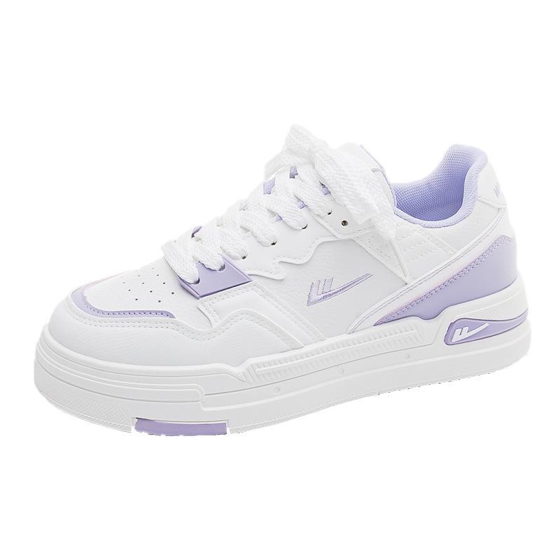 Fashion New Spring And Autumn Thick Sole White Shoes Versatile Skirt Niche Board Shoes Purple Shoes For Women Comfortable Commuting