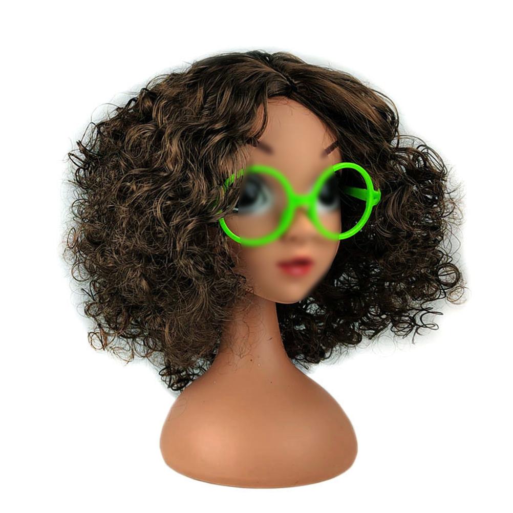 Parrucca Cosplay Film Cartoni Animati per Bambini Costume Vestito Capelli con Montatura Occhiali Mascherata Capelli Corti Ricci Vestire Halloween