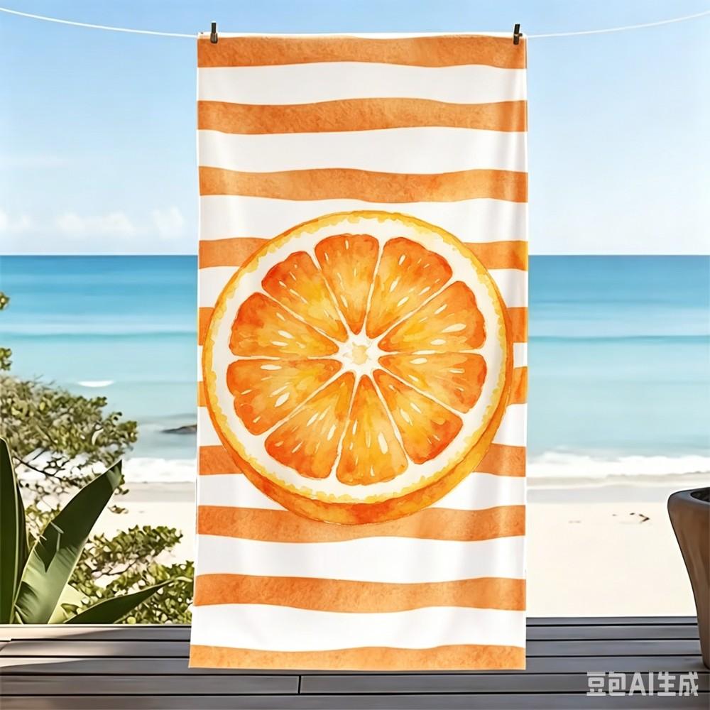 Tropical Banana Beach Towel Oversized Blue Striped Banana Print Microfiber Towel for Summer Pool