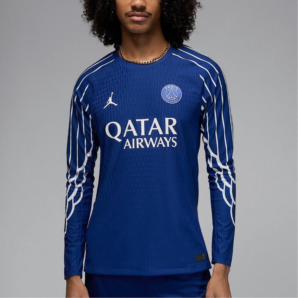 Air Jordan Paris Saint-Germain 2024/25 Match Fourth Dri-FIT ADV Soccer Authentic Long-Sleeve Jersey Blue Void/Phantom/Phantom Men Tops HJ7322-493