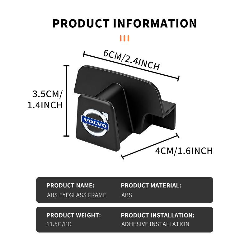 Car Seat Self-Adhesive Eyeglasses Holder Storage Sunglasses For Volvo Xc60 Xc90 V40 V60 S60 V50 V90 S80 C40 XC40 V70 XC70 C30