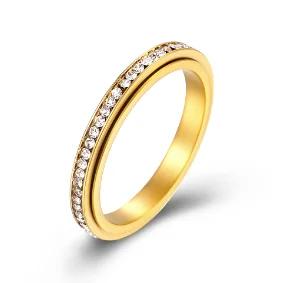 Anello Minimalista in Acciaio Inossidabile a Forma di Cuore Amore Vuoto per Donne Anelli con Zirconi Intarsiati Colore Oro Impermeabile Gioielli Moda Romantica