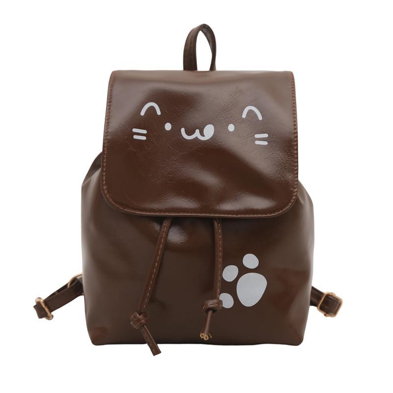 Cat Pattern Pu Material Small Backpack For Women With Breathable Design And Urban Style For Daily Use