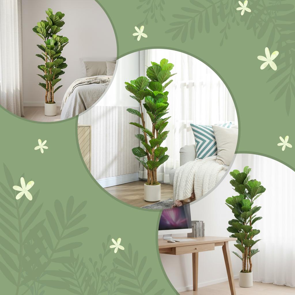 150cm Artificial Fiddle Leaf Fig Tree - Green