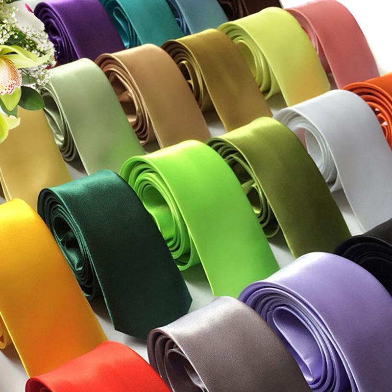 Monochrome Tie Solid Color Narrow Tie 5Cm Men'S Satin Hand Tie