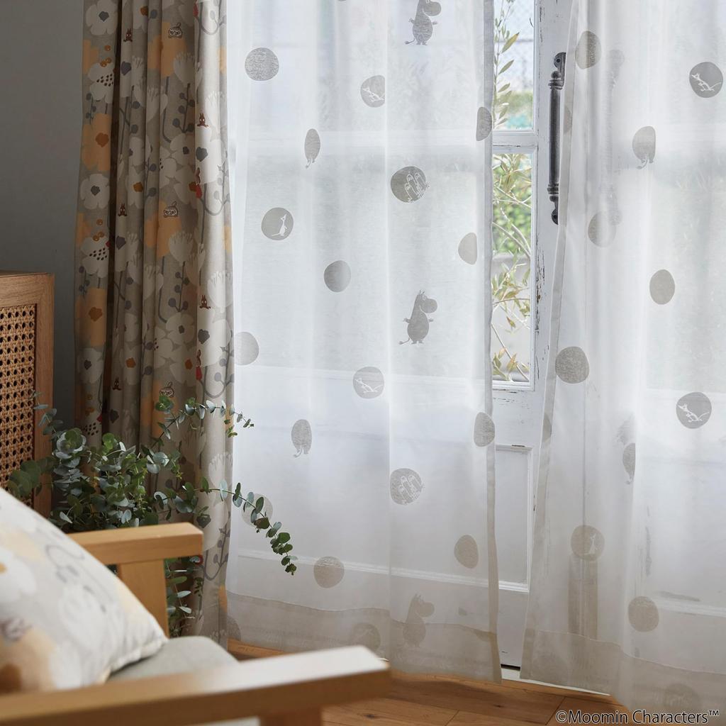 Suminoe MOOMIN Buttocks Dot Voile Sheer 1 100 X 198 Curtains, Panel, Cm, W, 342-74324