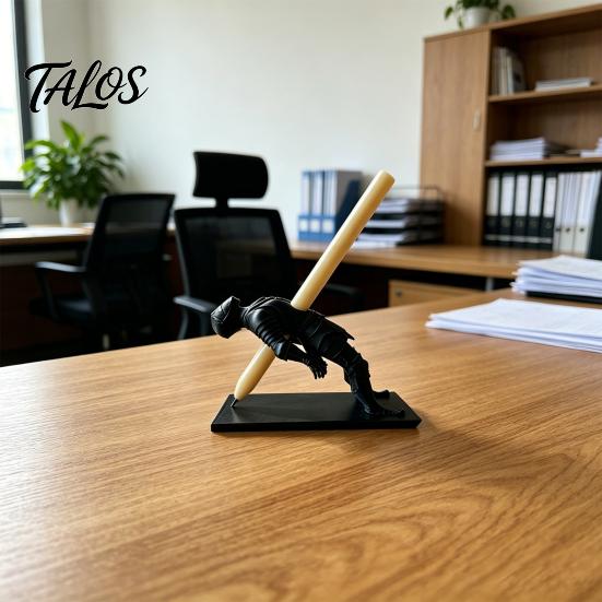 Talos 3D Printed Knight Pen Holder, Medieval Desk Organizer, Action Figure Pencil Stand for Office, Decorative Stationery Collectible Gift