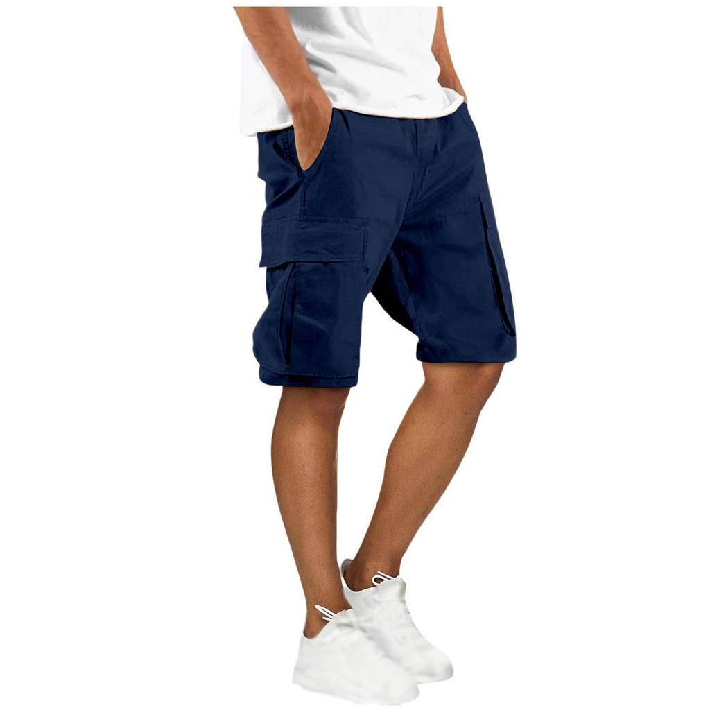 Pantaloni de lucru casual confortabili pentru bărbați, culoare uni, cu buzunare multiple