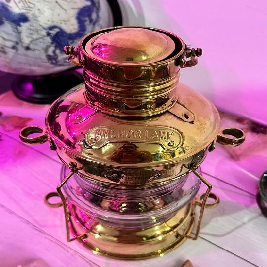 Brass Copper Anchor Oil Lamp Leeds Burton Nautical Maritime  Lantern Rustic  Home Decor Gifts
