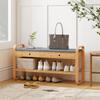 Shoe Bench With 2 Drawers Cushioned Seat Shoe Storage Bench For Hallway 105 Cm Natural And Grey