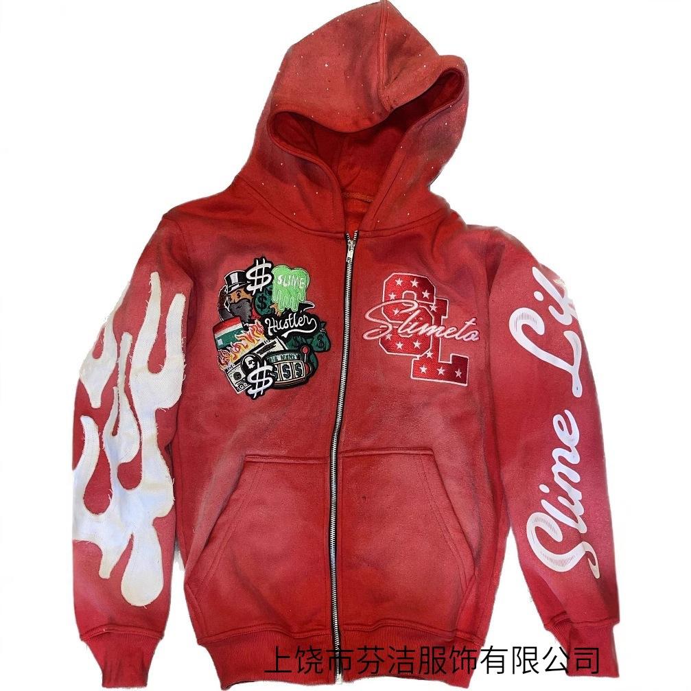 2025 Tide Brand Letter 3d Printing Zipper Hooded 3D Digital Men's and Women's Same Sweater Casual