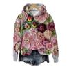 Vintage Bohemian Floral Hoodie Women's Oversized Sweatshirt Casual Long Sleeve Pullover with Pocket Art Print Hooded Tops