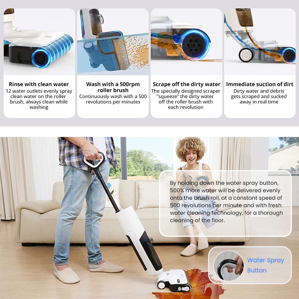 Refurbished:  Proscenic F10 Cordless Wet Dry Vacuum Cleaner, Self-Cleaning, Self-Drying