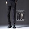 2024 Herbst/Winter Dick/Normal Wollhose Herren Gerades Bein Gebürstet Freizeit Hose Leicht Business Elastisch Nicht klebend Grau Hose