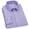 Men's Business Casual Shirts Purple Blue Cotton Regular Fit Long Sleeve Classic Plaid Striped Checked Social Work Dress Shirts