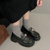 Fashion Doudou shoes with one foot, platform thick heel loafer single shoes for women 2025 new Japanese and Korean version of small leather shoe