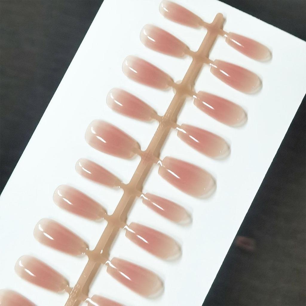 Nude Peach Pink Gradient Blush Medium-Long Press-On Nails - Xiaohongshu Favorite