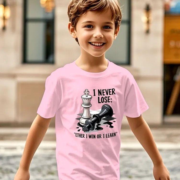 Kids Cartoon Chess Print Summer Short Sleeve T-Shirt 150 cm
