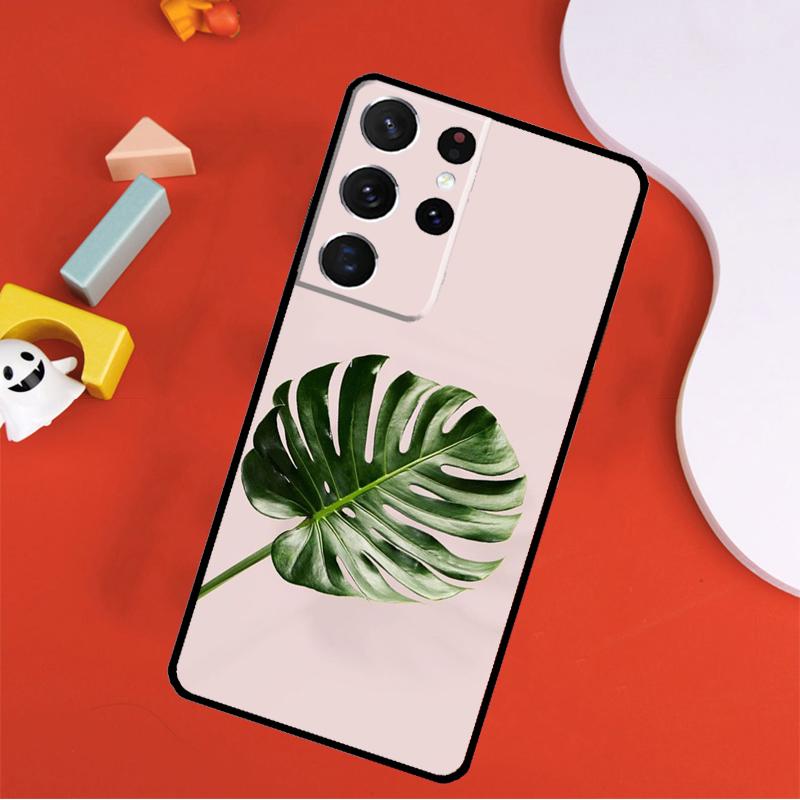 Monstera Leaves Palm Tree Flowers Phone Case For Samsung Galaxy S25 Ultra S9 S10 S20 FE S21 S22 S23 S24 Plus S24 Ultra Cover