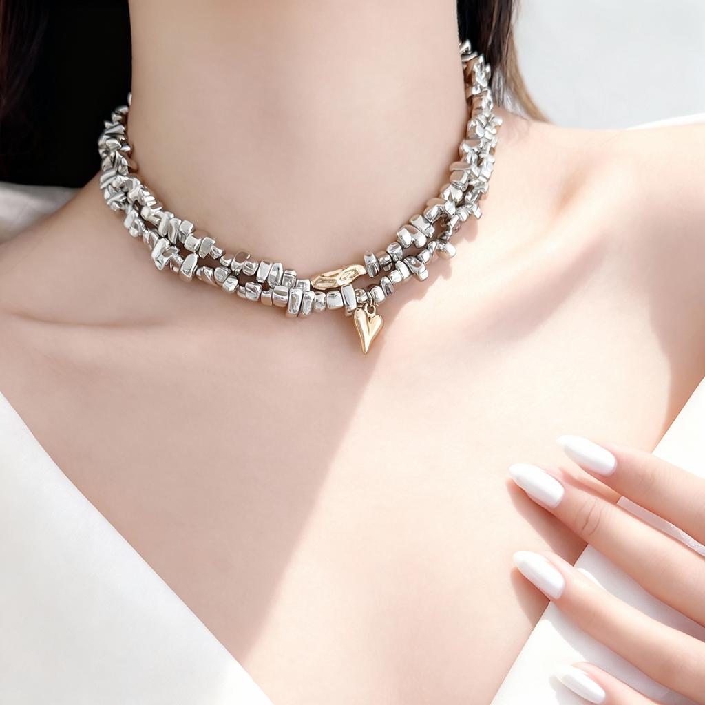 Vintage Irregularity Unique Design CCB Bead Necklace for Women 2026 Multi Layer Heart Shaped Pendant Necklace Party Jewelry Set