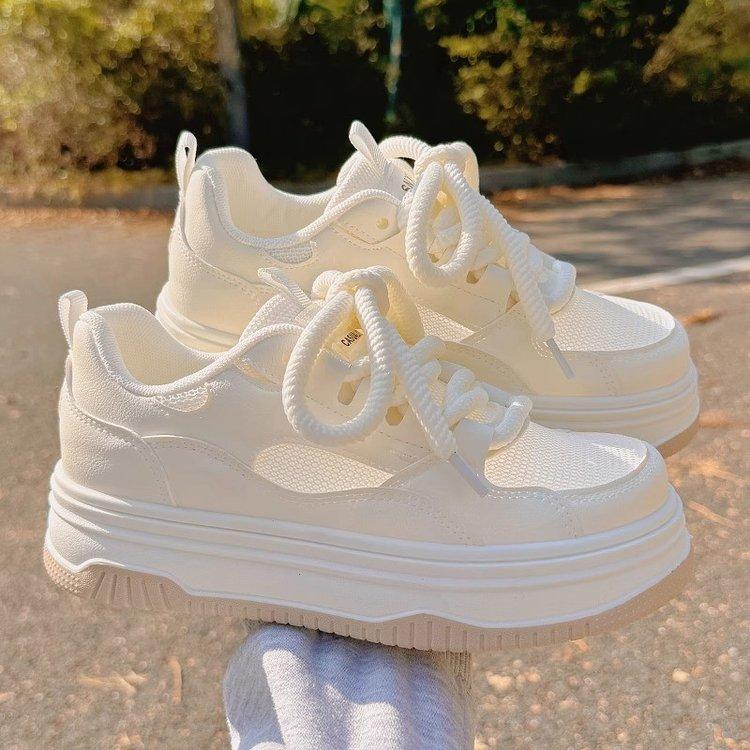 Fashion Thick Soled White Shoes for Women 2025 New Autumn Breathable Dress Casual Sports Lightweight Versatile Board Shoes