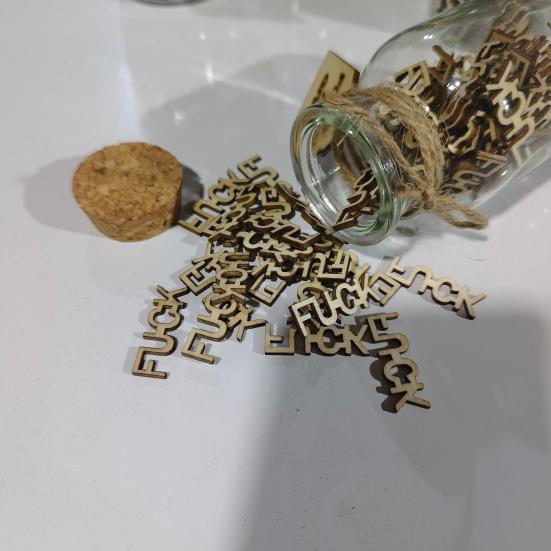 Bad Mood Gift Bottle Wooden Fucks Letter Pieces Vent Gift Jar