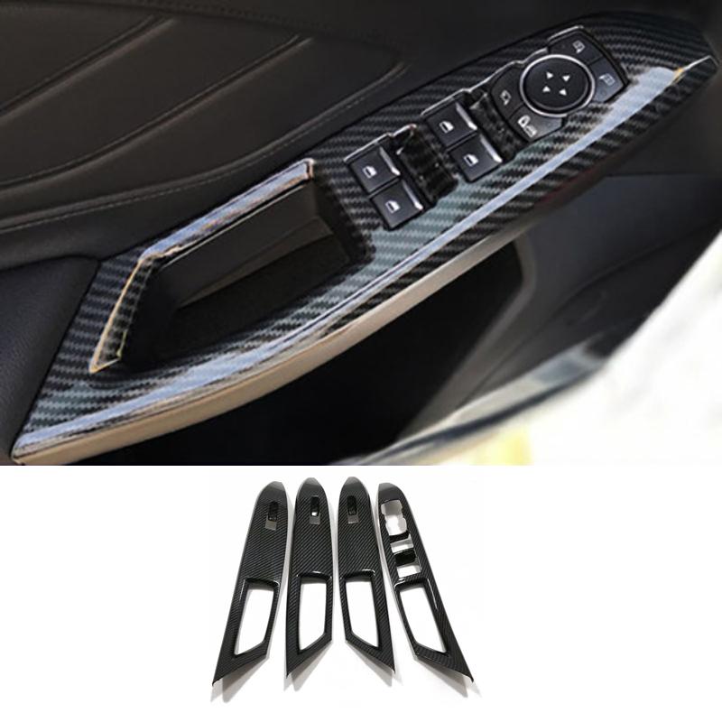 For Ford Focus MK4 Carbon Fiber Look Interior window swtich gear Steering Wheel Headlamp air Switche Button Cover Trim